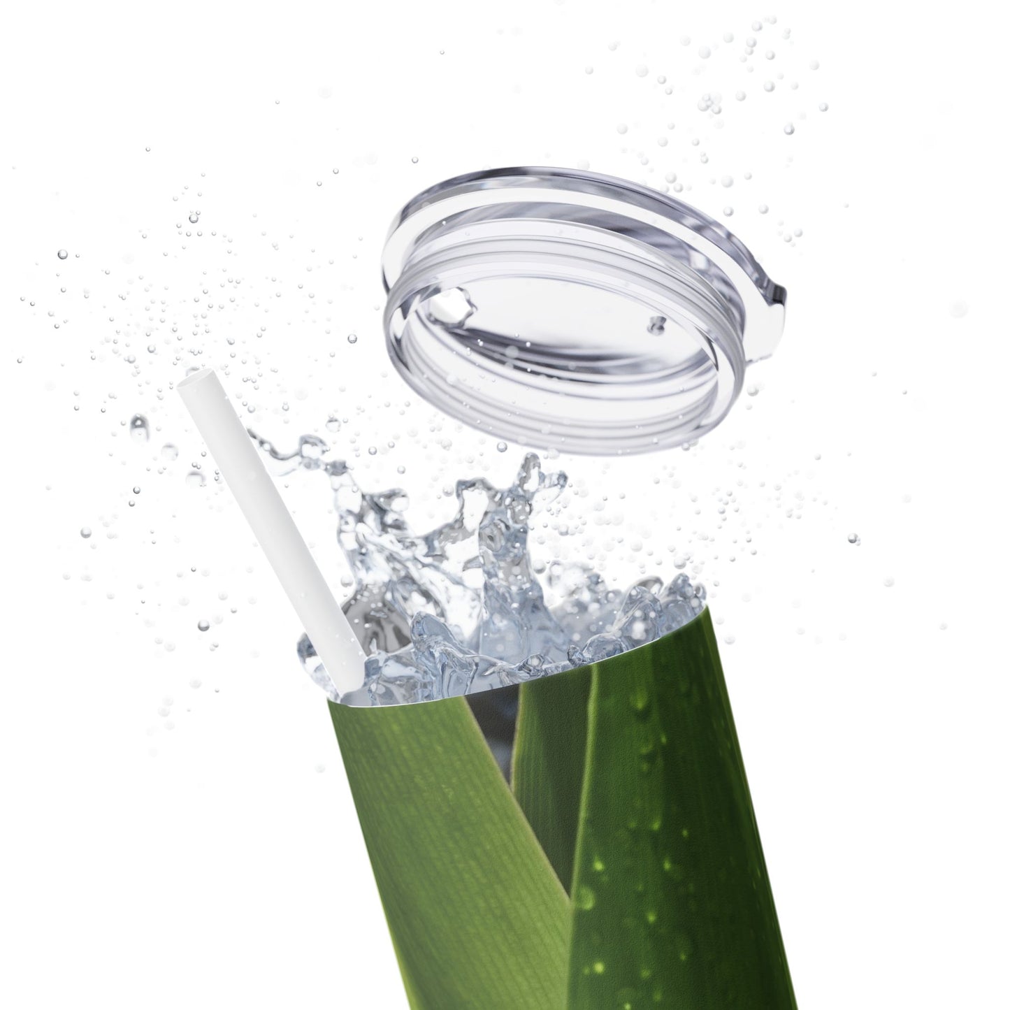 20 oz. Skinny Tumbler with Straw Featuring "Green Leaves" Photograph by Kim A. Bailey