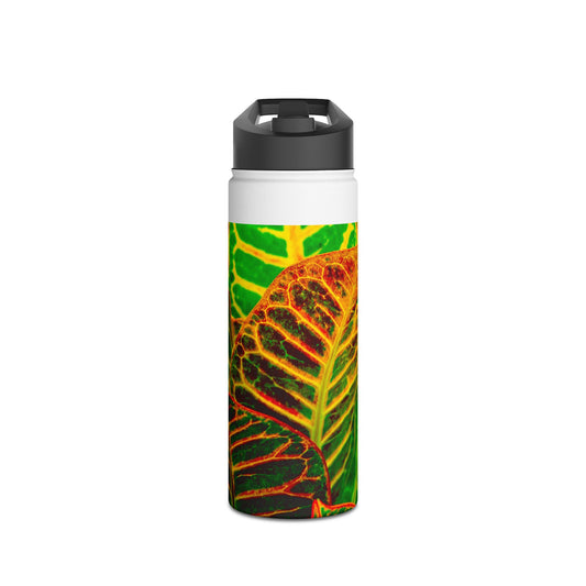 Stainless Steel Water Bottle, 3 Sizes Available "Green Croton Leaf" Photograph by Kim A. Bailey