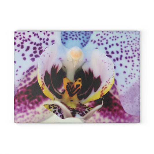 Glass Cutting Board- Purple Orchid - Floral Kitchen Decor