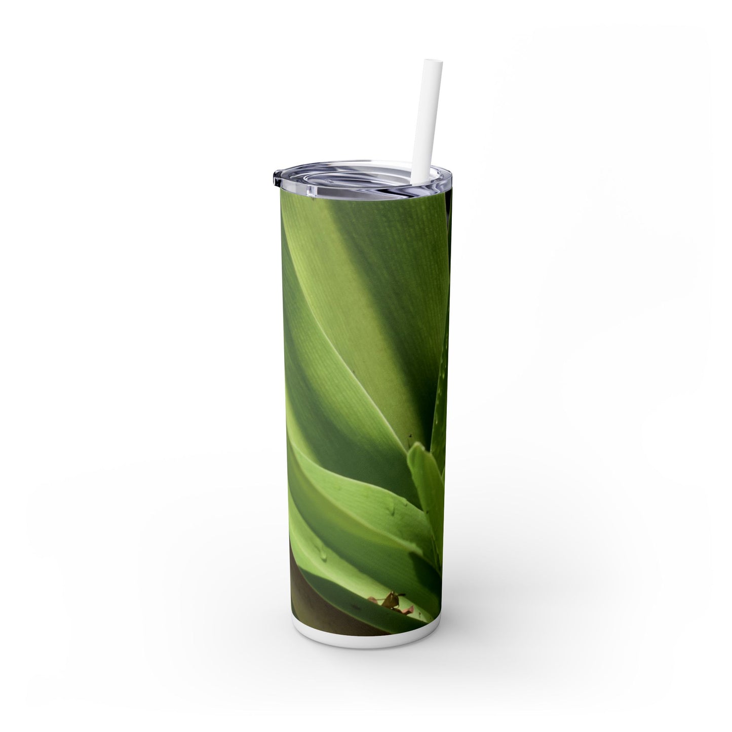 20 oz. Skinny Tumbler with Straw Featuring "Green Leaves" Photograph by Kim A. Bailey