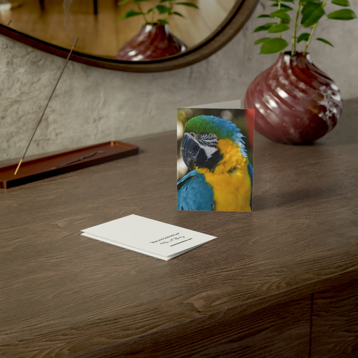 Note Cards "Blue and Gold Macaw" by Kim A. Bailey (1, 10, 30, and 50 pcs.)