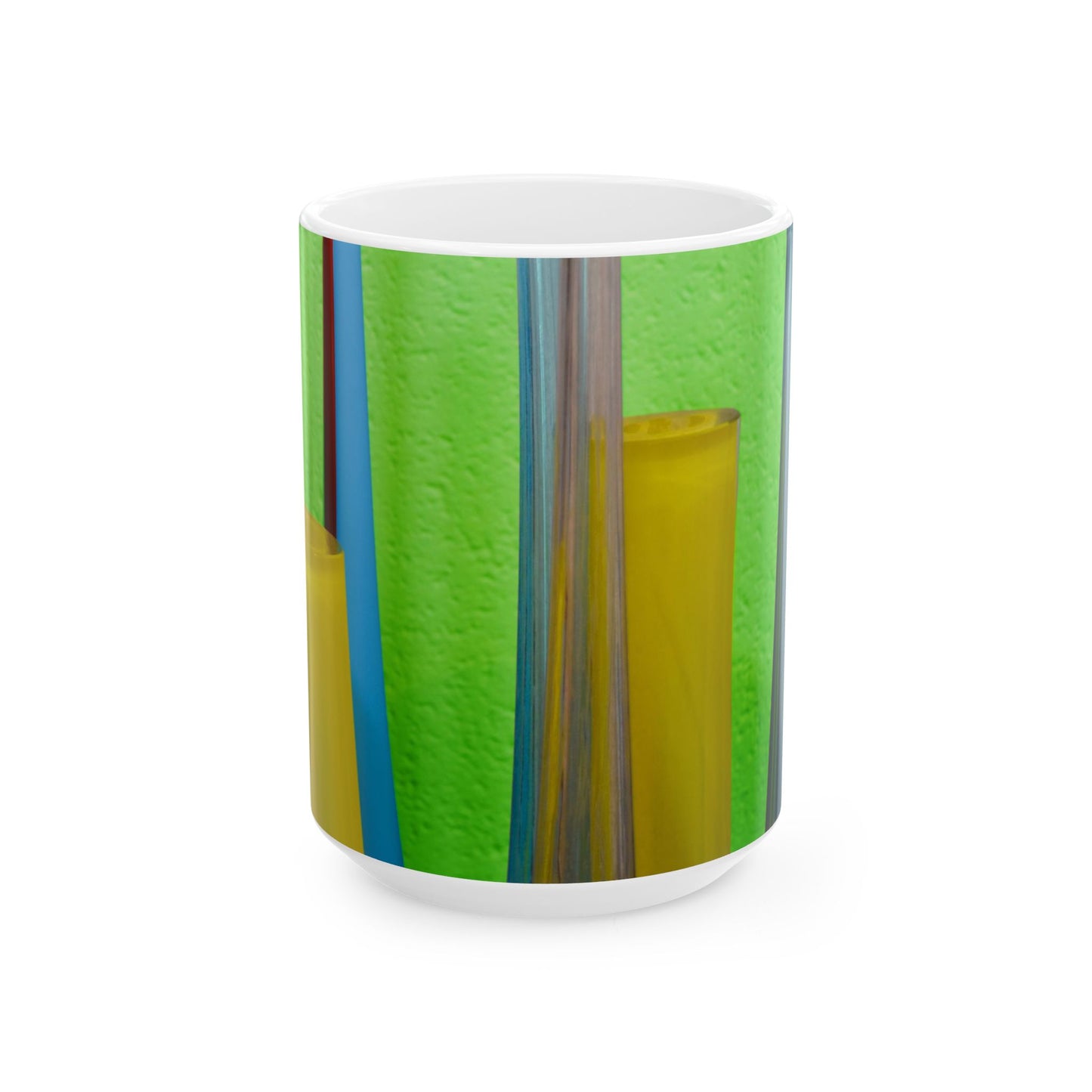 White Ceramic Mug, Glass on a Table in a Glass Factory, Murano, Italy, Photo by Kim A. Bailey