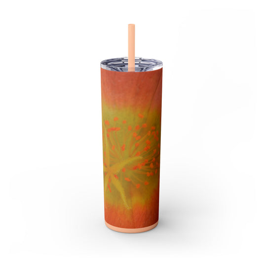 20 oz. Skinny Tumbler with Straw Featuring "Yellow Stamen" Photograph by Kim A. Bailey