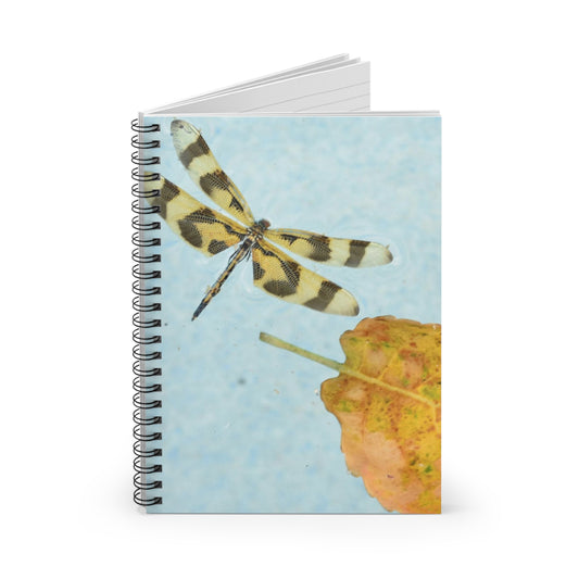Spiral Notebook to Capture your Thoughts - Covered with a Dragonfly and Leaf Photograph