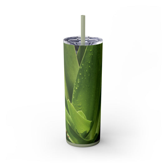 20 oz. Skinny Tumbler with Straw Featuring "Green Leaves" Photograph by Kim A. Bailey