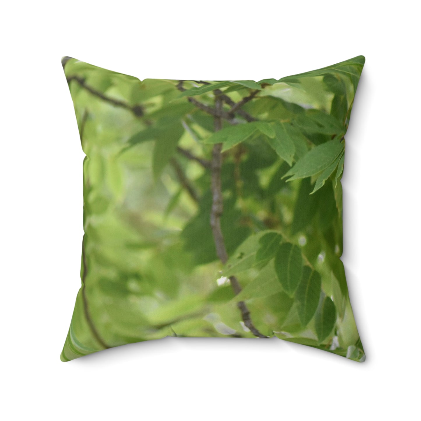 Indoor Pillow: Faux Suede Square Pillow with "Green Tree Leaves" by Kim A. Bailey
