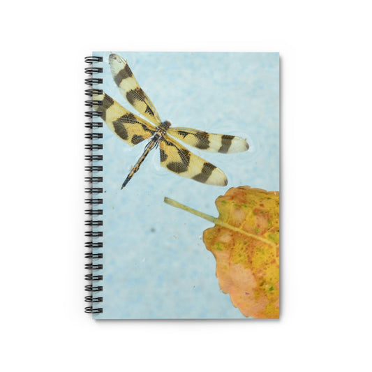 Spiral Notebook to Capture your Thoughts - Covered with a Dragonfly and Leaf Photograph