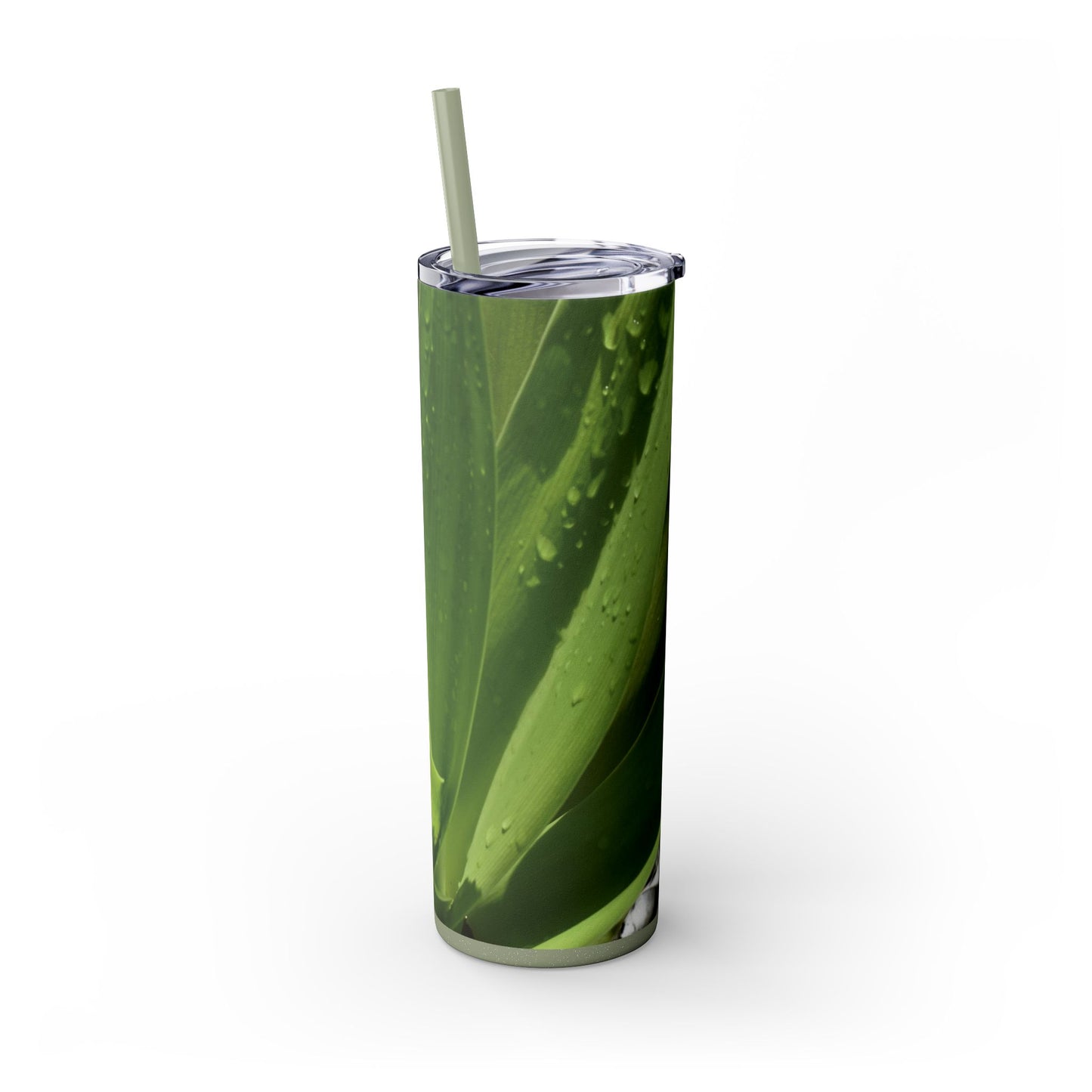 20 oz. Skinny Tumbler with Straw Featuring "Green Leaves" Photograph by Kim A. Bailey