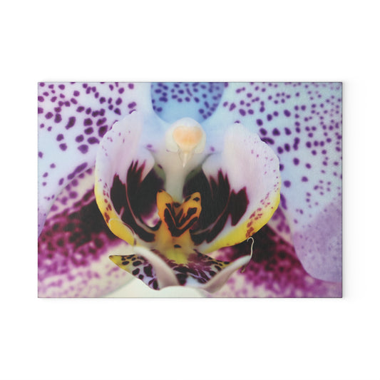 Purple Orchid Macro Glass Cutting Board - Floral Kitchen Decor
