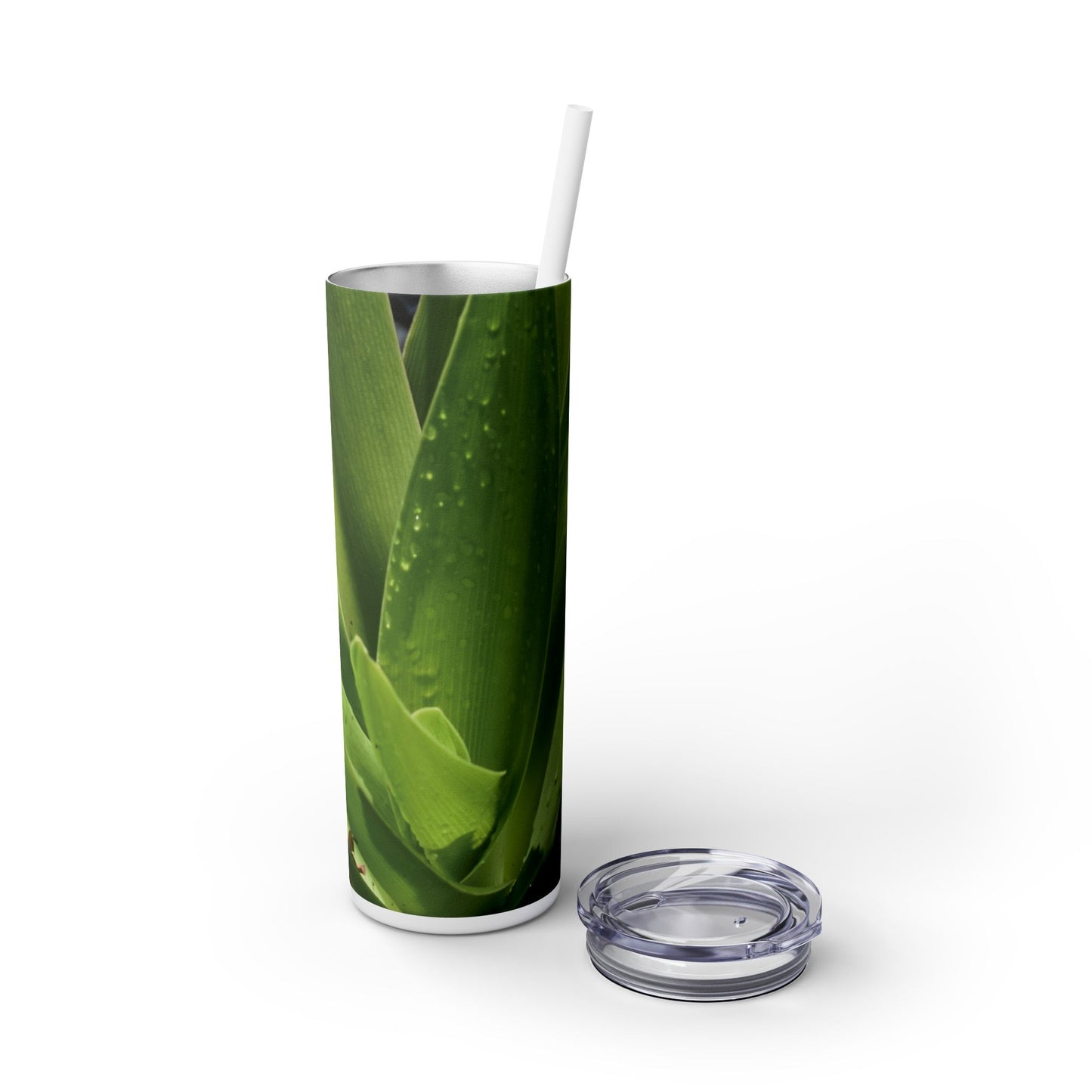 20 oz. Skinny Tumbler with Straw Featuring "Green Leaves" Photograph by Kim A. Bailey