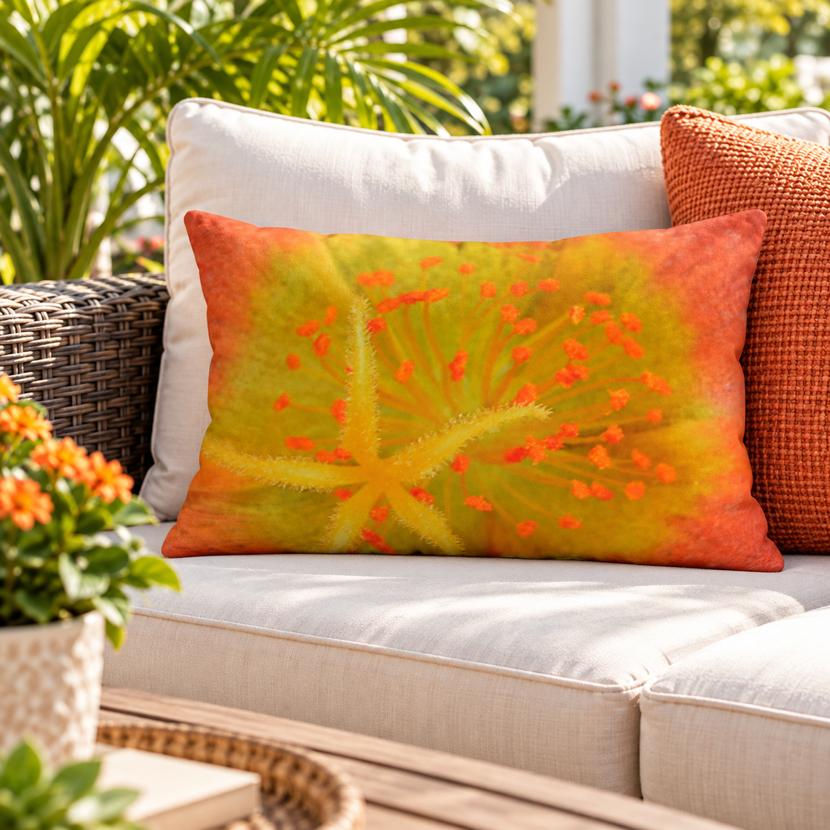 Outdoor Pillow "Yellow Stamen" by Kim A. Bailey - Choice of 4 sizes