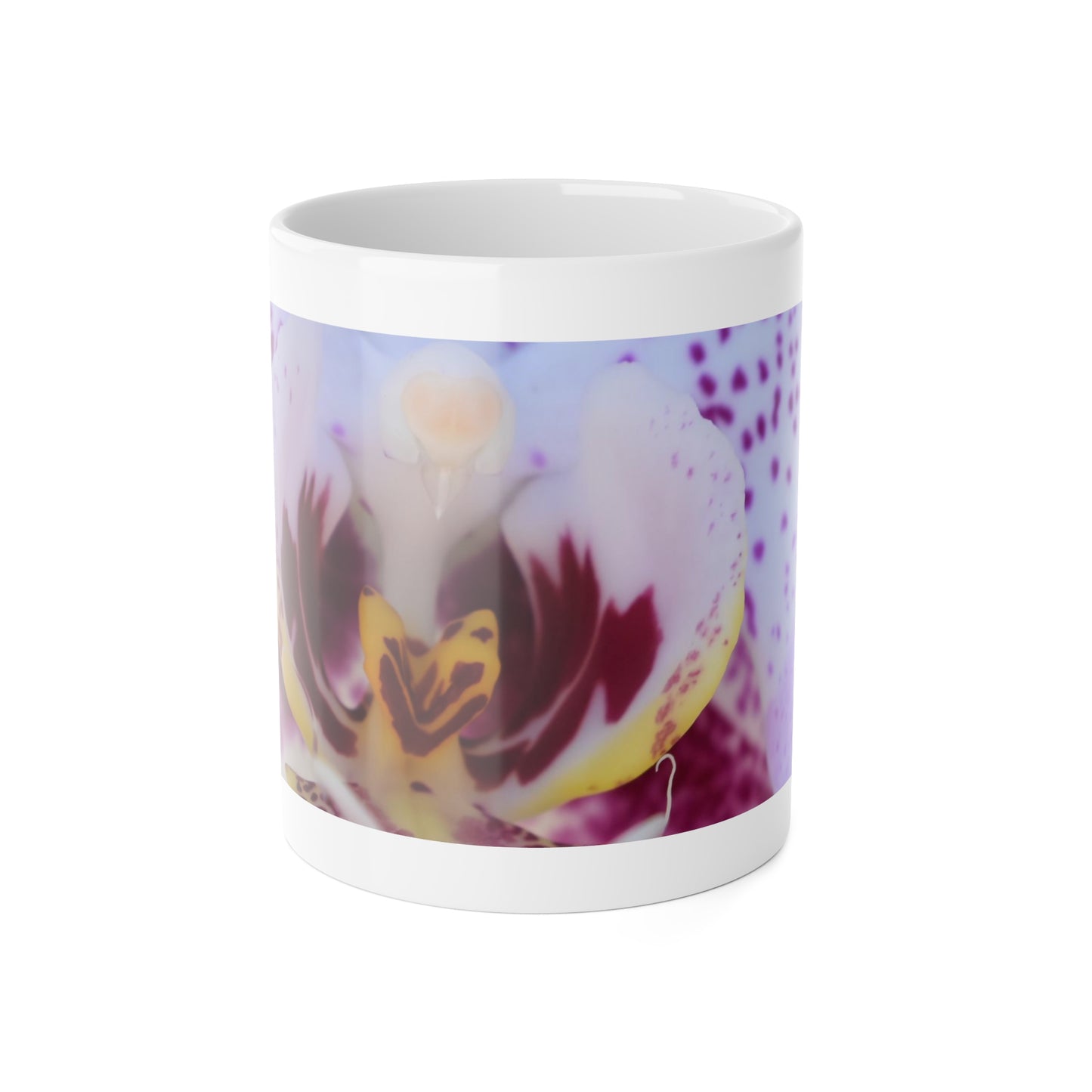 White Ceramic Mug, 11 oz "Phalaenopsis Orchid" by Kim A. Bailey