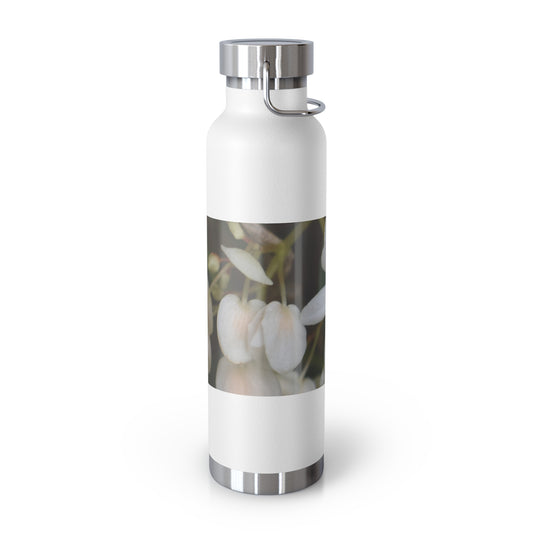 Water Bottle, Stainless-Steel Copper Vacuum Insulated, 22 oz "White Begonias" by Kim A. Bailey