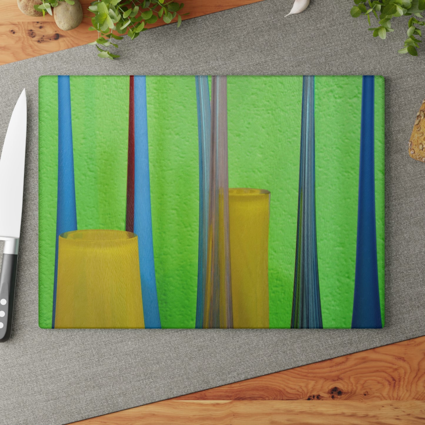 Modern Glass Vases Glass Cutting Board - Abstract Colorful Kitchen Art