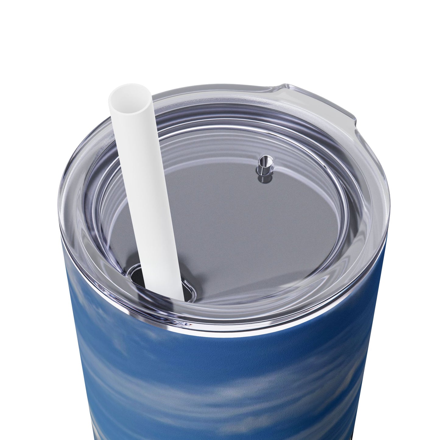 20 oz. Skinny Tumbler with Straw Featuring "Blue Glacial Ice" An Original Photograph by Kim A. Bailey