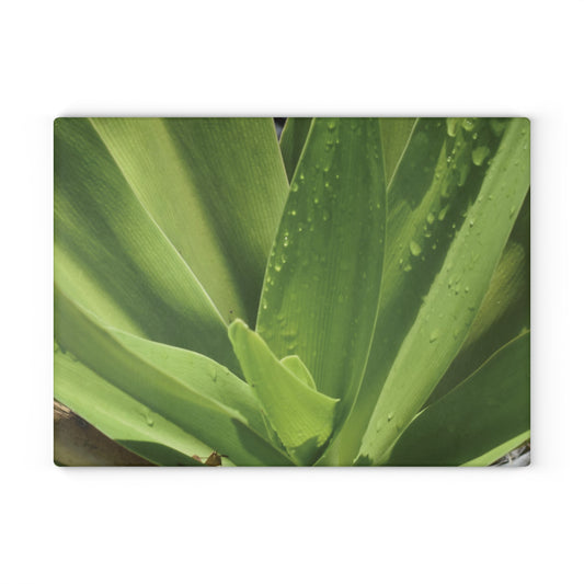 Green Leaf Pattern Glass Cutting Board - Green Kitchen Decor