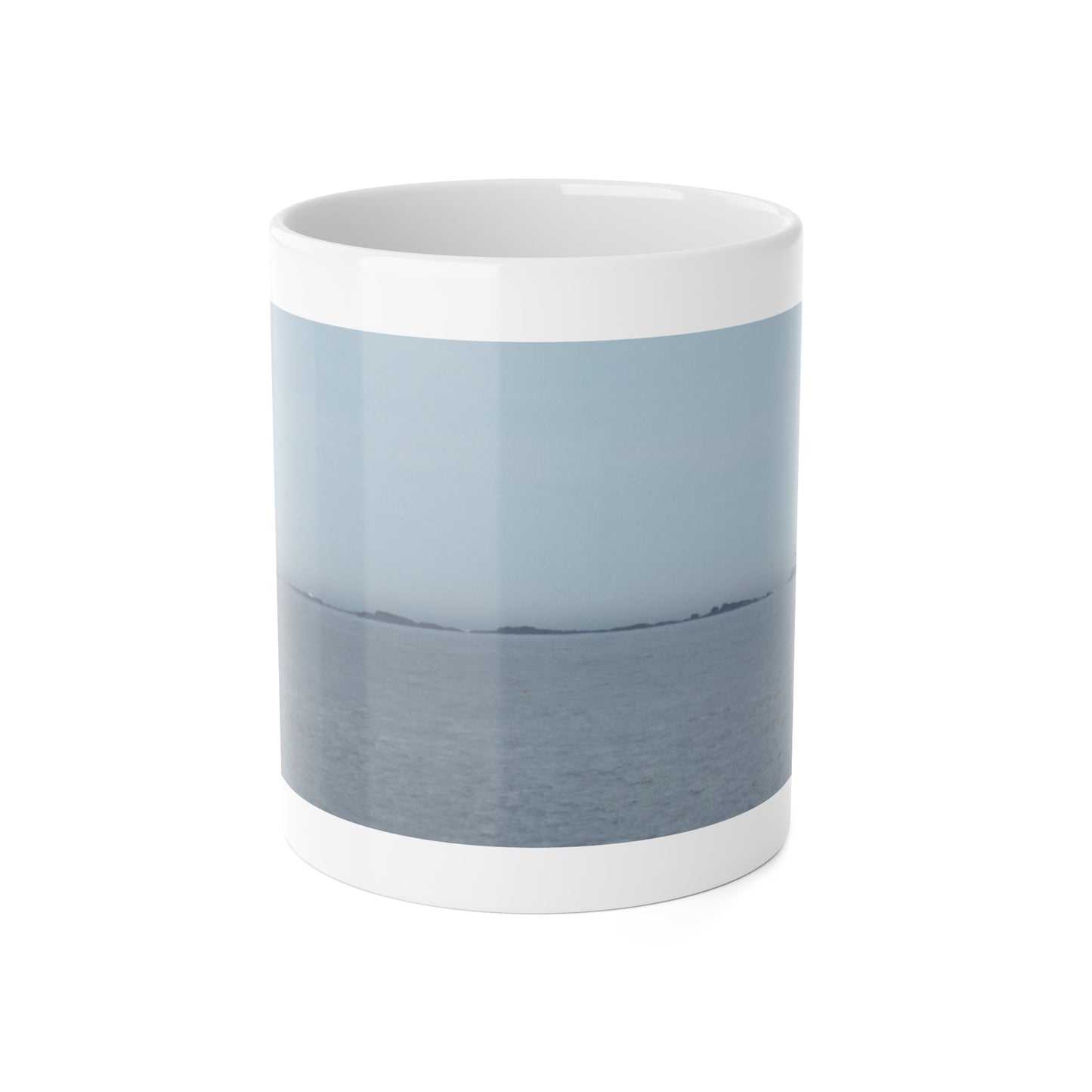 White Ceramic Mug, 11oz "Lighthouse and Buoy" by Kim A. Bailey