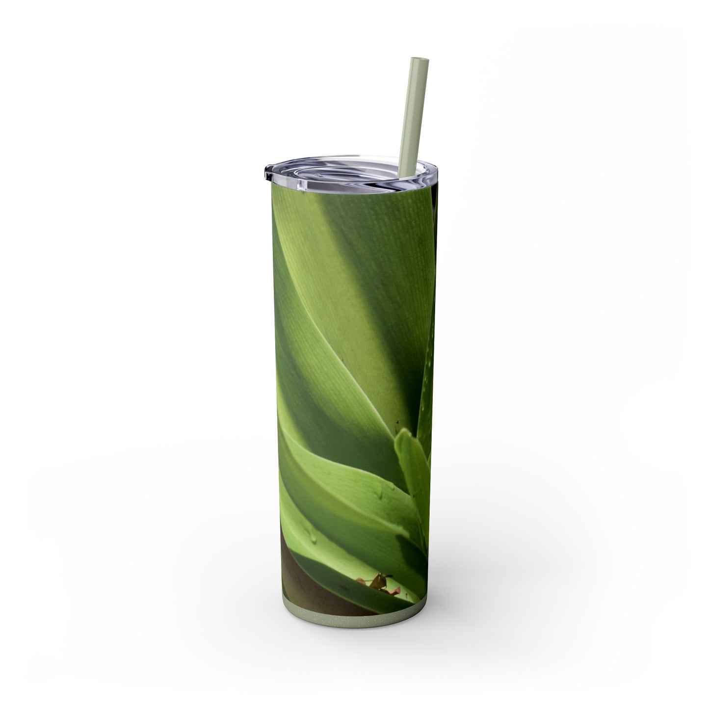 20 oz. Skinny Tumbler with Straw Featuring "Green Leaves" Photograph by Kim A. Bailey