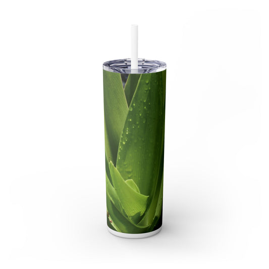 20 oz. Skinny Tumbler with Straw Featuring "Green Leaves" Photograph by Kim A. Bailey