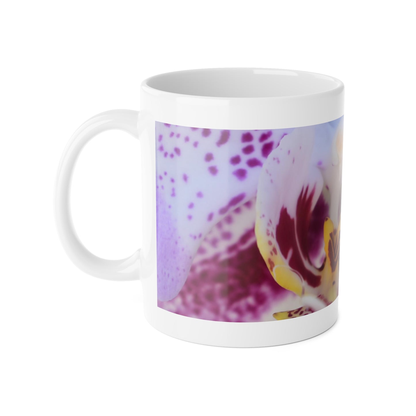 White Ceramic Mug, 11 oz "Phalaenopsis Orchid" by Kim A. Bailey
