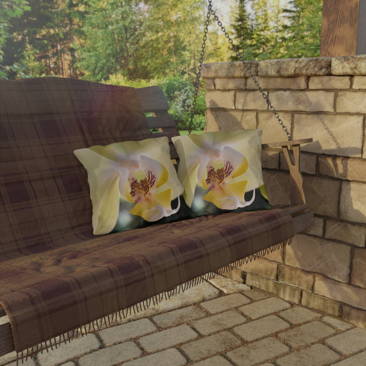 Outdoor Pillow "Green Phalaenopsis Orchid" Choice of 4 sizes