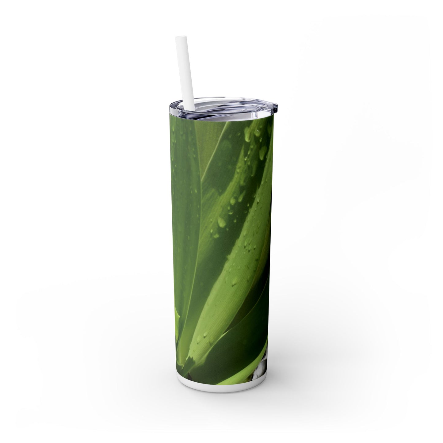 20 oz. Skinny Tumbler with Straw Featuring "Green Leaves" Photograph by Kim A. Bailey