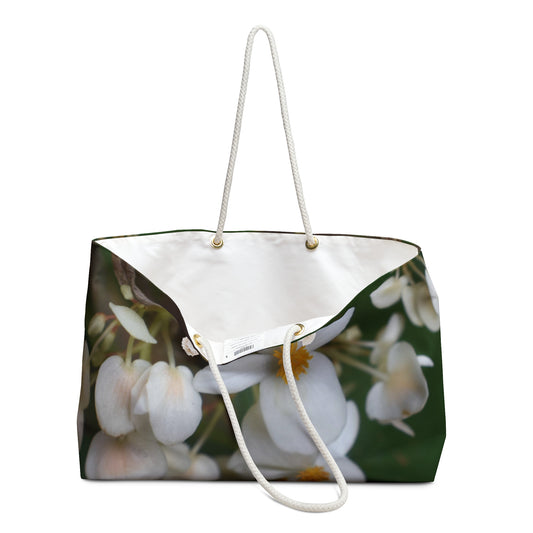 Weekender Tote Bag - “White Begonias” by Kim A. Bailey