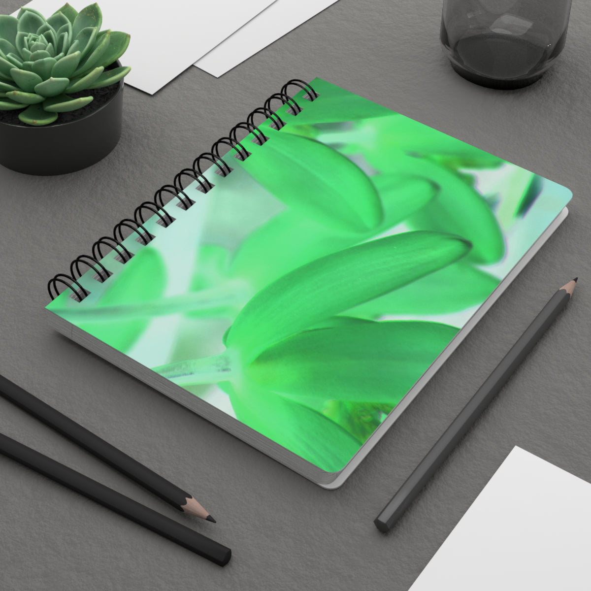 Green Spiral Bound Journal — Floral Notebook for Notes & Journaling