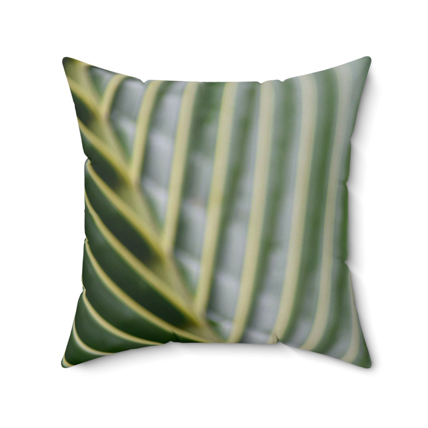 Green Palm Faux Suede Square Pillow