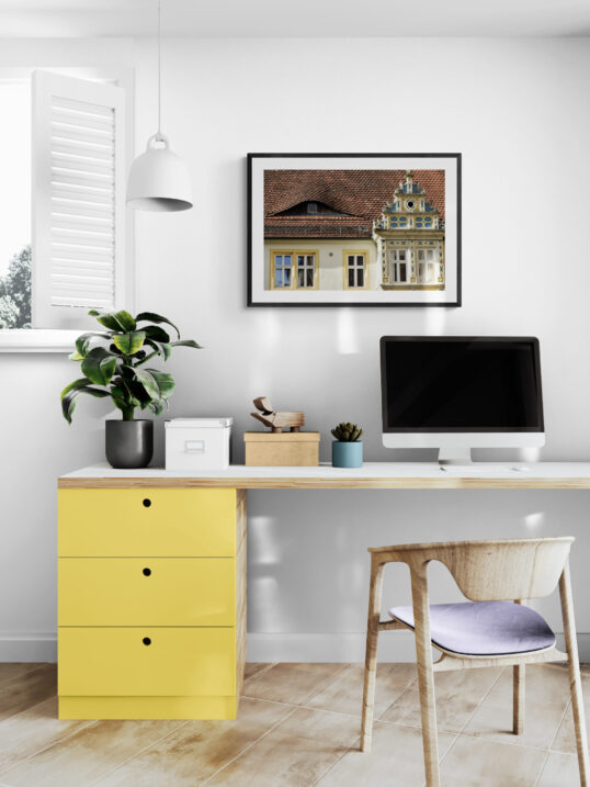 Bavarian Homes, Rothenburg, Germany Original Photograph by Kim A. Bailey Hanging in a Home Office