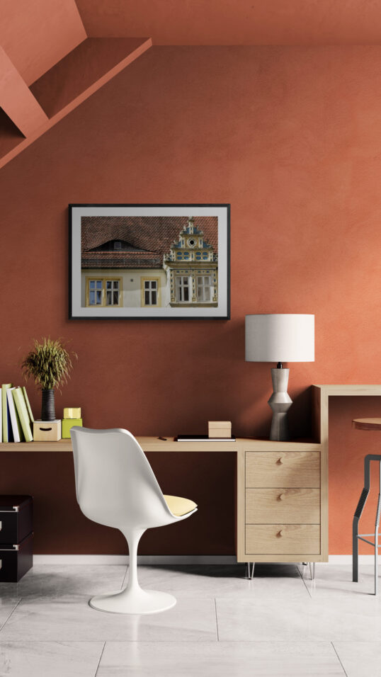 Bavarian Homes, Rothenburg, Germany Original Photograph by Kim A. Bailey Hanging in a Home Office