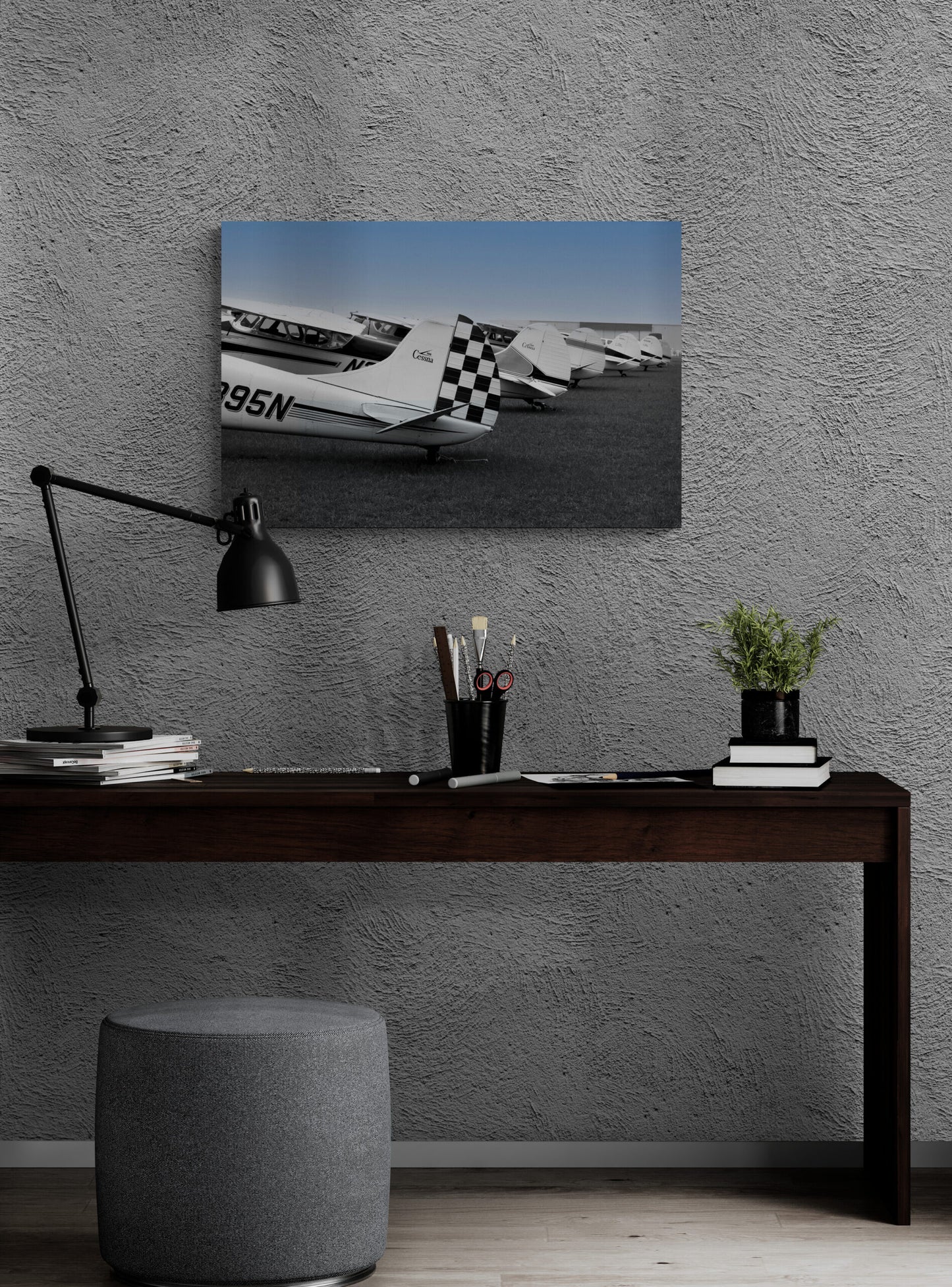 Black and White Cessnas Under Blue Sky, Original Photograph by Kim A. Bailey