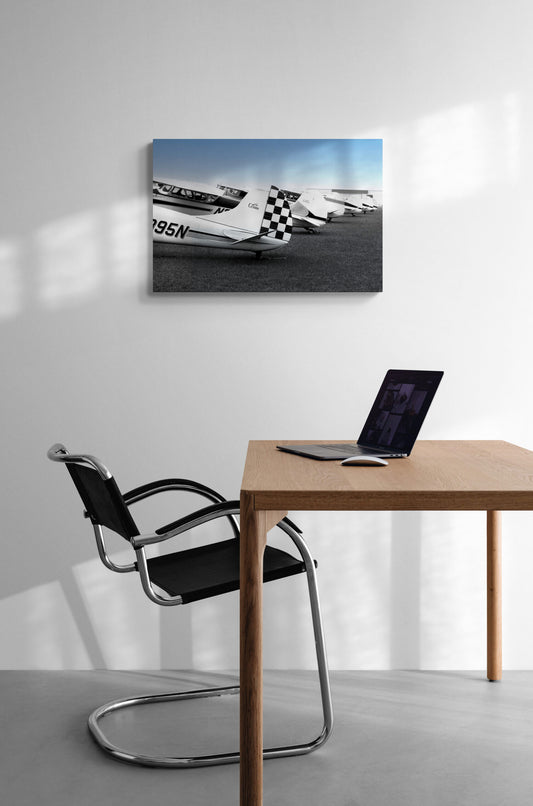 Black and White Cessnas Under Blue Sky, Original Photograph by Kim A. Bailey