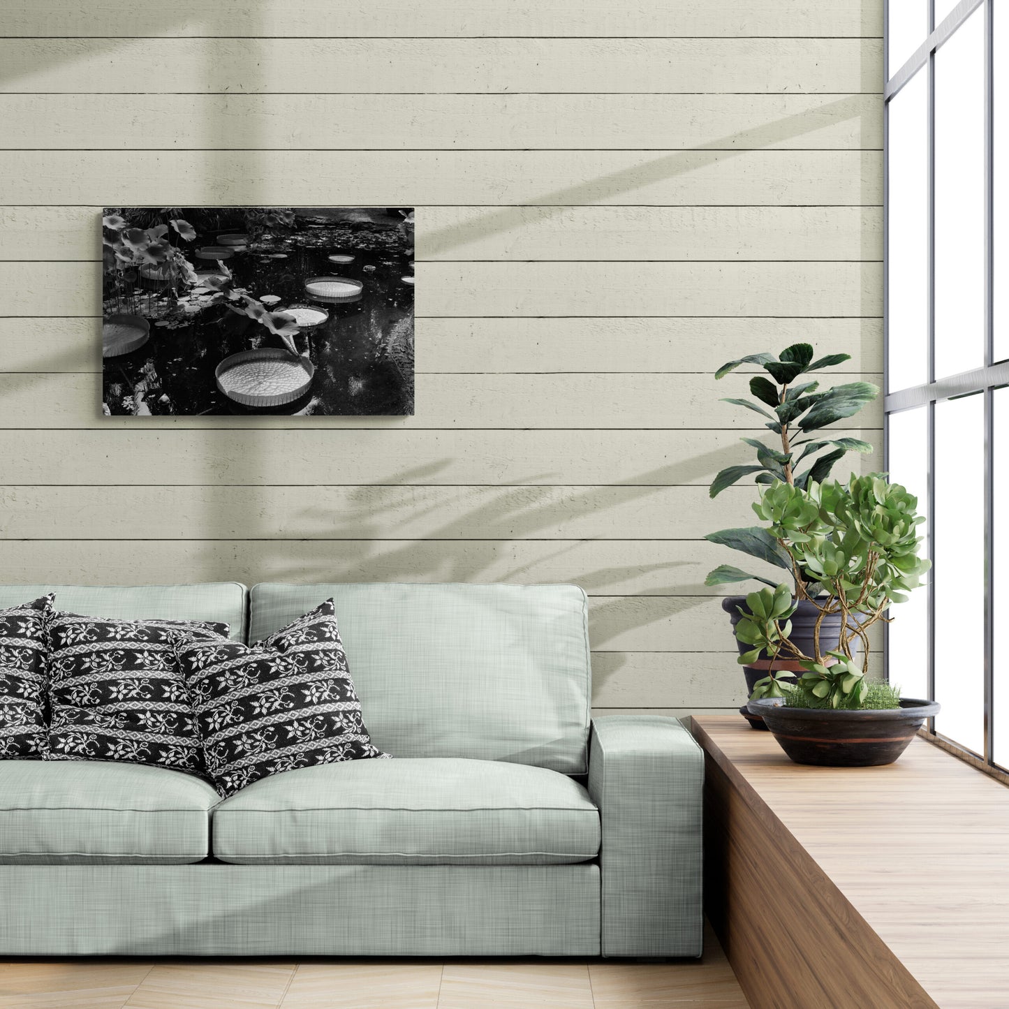 Black and White Giant Lily Pads, Original Photograph by Kim A. Bailey