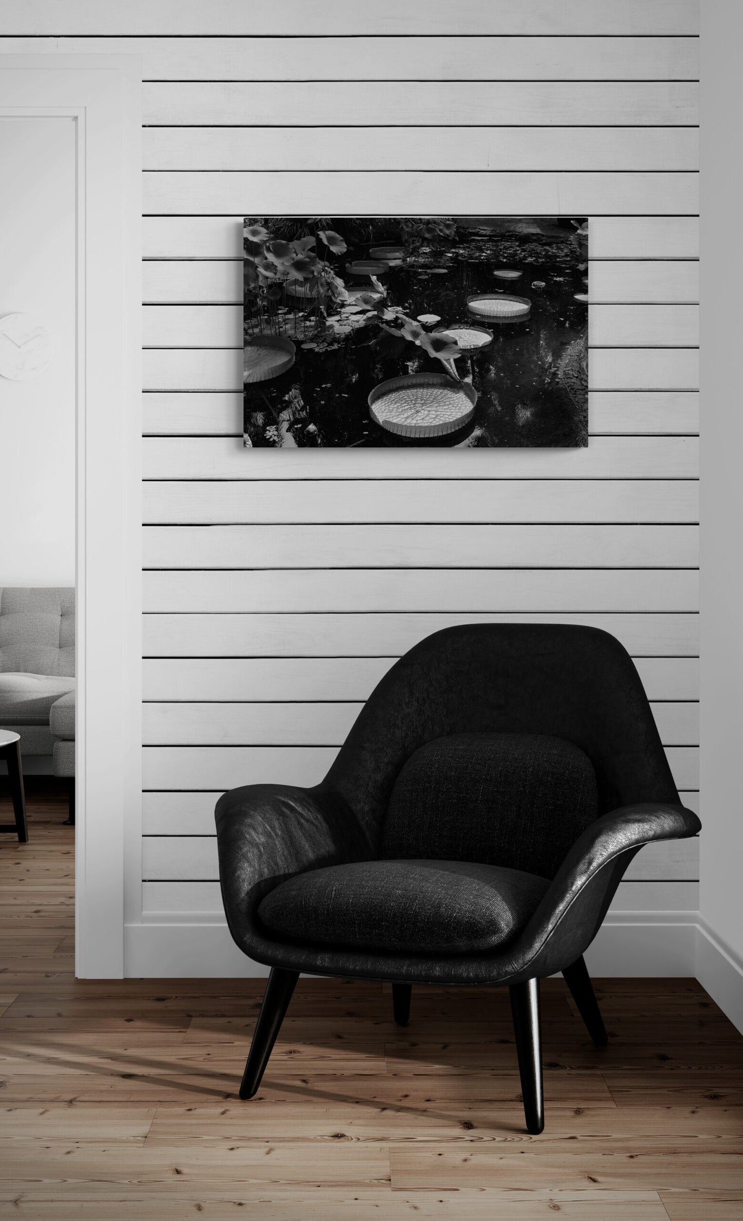 Black and White Giant Lily Pads, Original Photograph by Kim A. Bailey