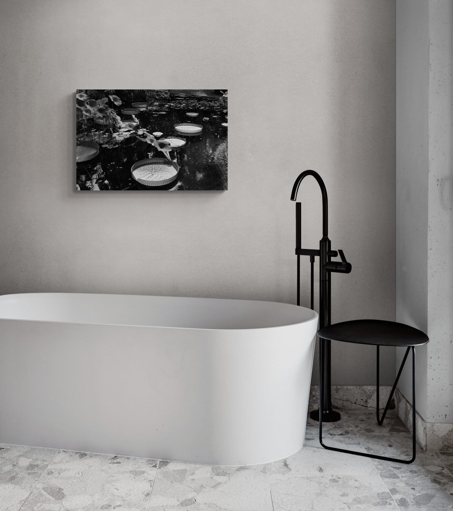 Black and White Giant Lily Pads, Original Photograph by Kim A. Bailey