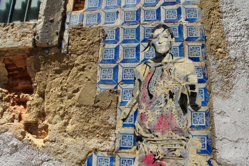 Blue Tile Wall - Portugal - Original Photograph by Kim A. Bailey