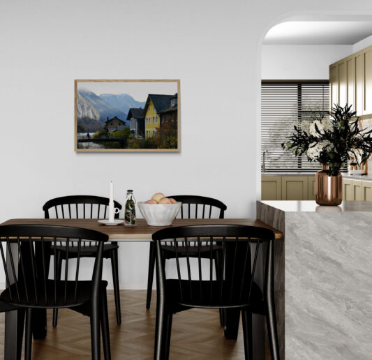 Cyclist-in-Hallstatt_Original_Photograph_by_Kim_A._Bailey Hanging in a home dining room