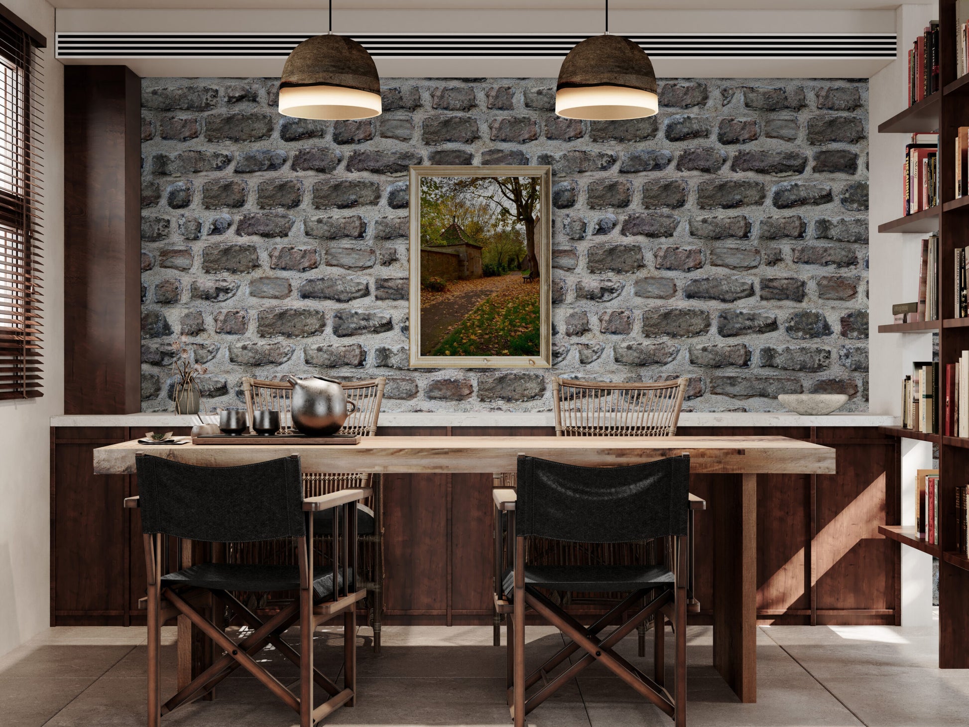 Fall in Germany, Original Photograph by Kim A. Bailey Hanging in a rustic modern dining space