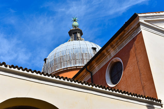 Rust Colored Roof Lines against a Blue Sky in Florence Italy. Italian Roof Lines. Original Photograph by Kim A. Bailey
