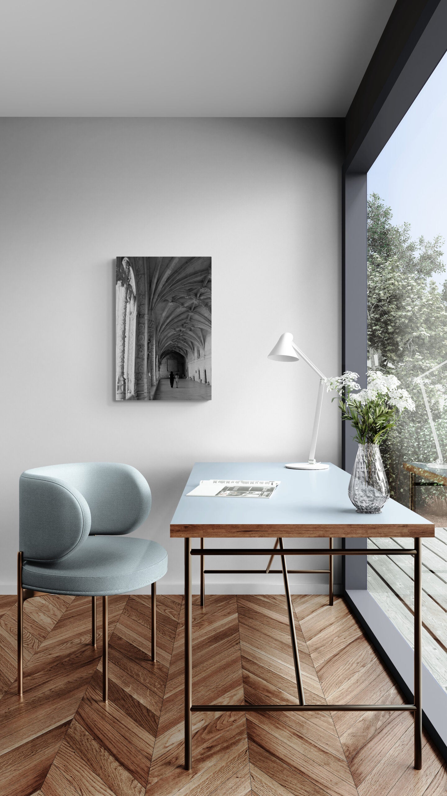 Jeronimos Monastery Lisbon, Portugal (B/W) Original Photograph by Kim A. Bailey Hanging in a Home Office