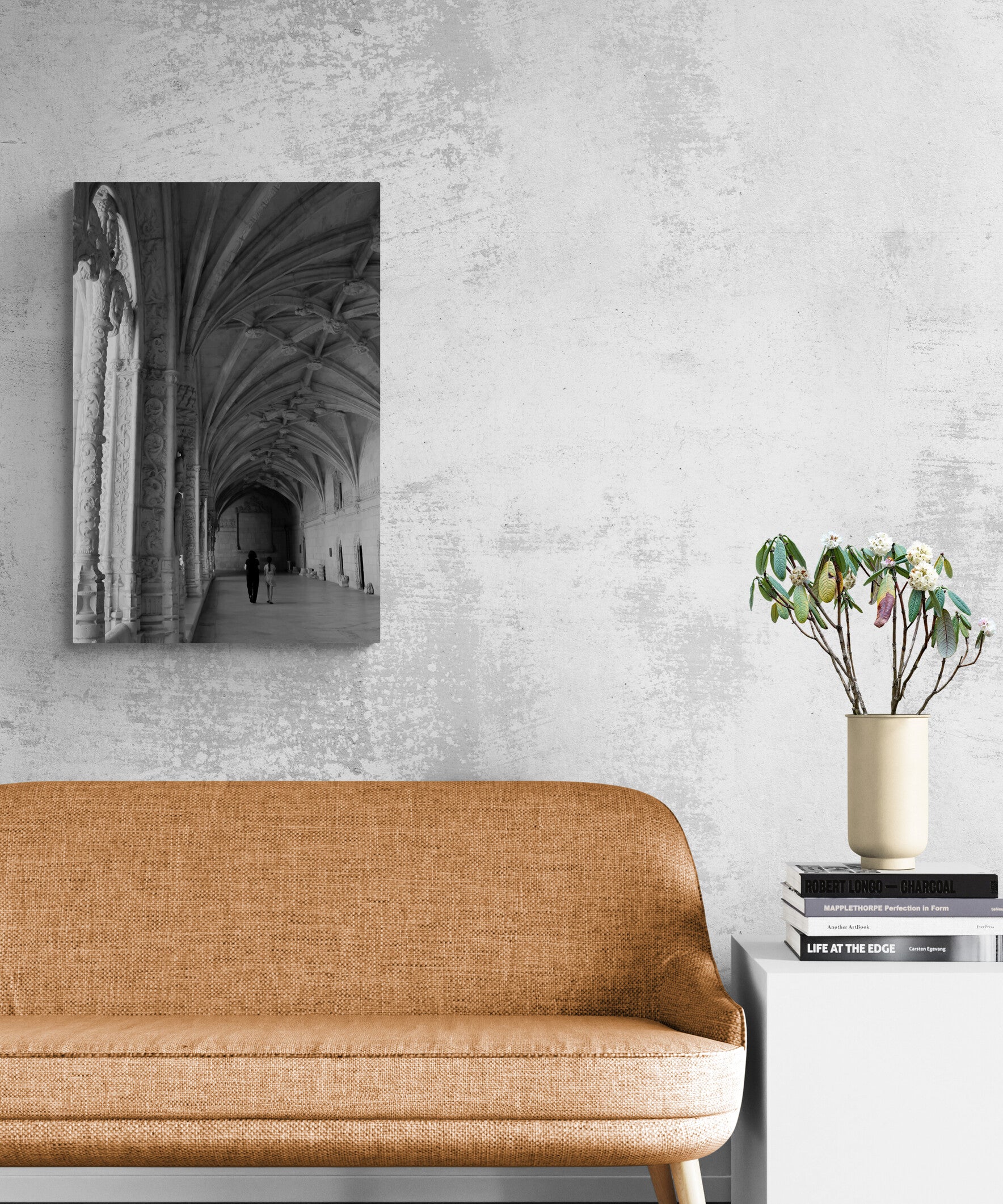 Jeronimos Monastery Lisbon, Portugal (B/W) Original Photograph by Kim A. Bailey Hanging over a living room sofa