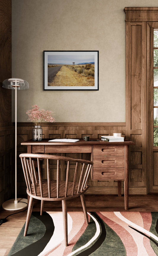 Johns Valley Road photograph hanging in a traditional study