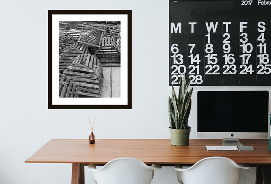 Lobster Traps Original Black and White Photograph by Kim A. Bailey