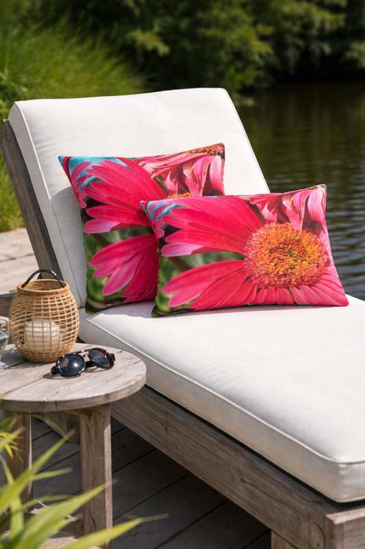 Outdoor Pillow "Pink Daisies" Photograph by Kim A. Bailey - Choice of 4 sizes