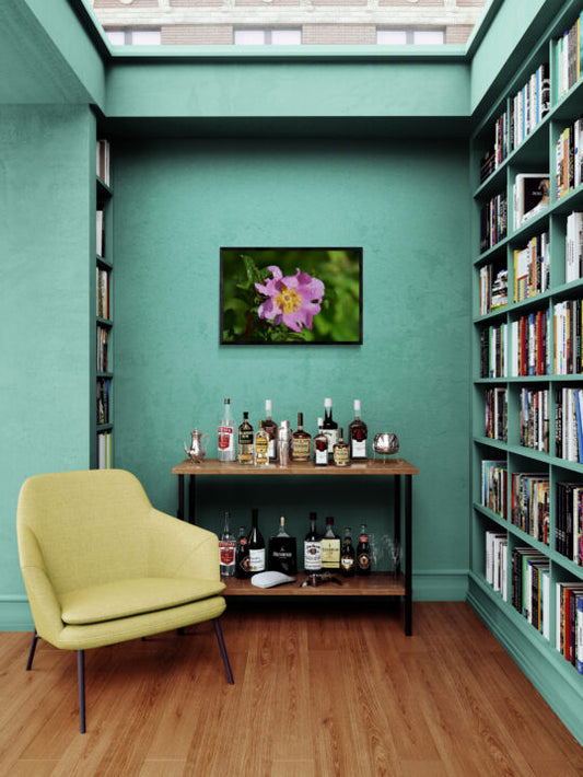 Purple_Wildflower_Original_Photograph_by_Kim_A._Bailey in a brightly colored library