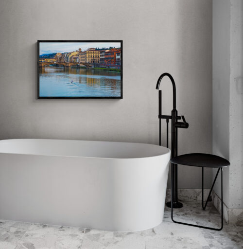 Rower on the Arno River - Italy, Original Photograph by Kim A. Bailey