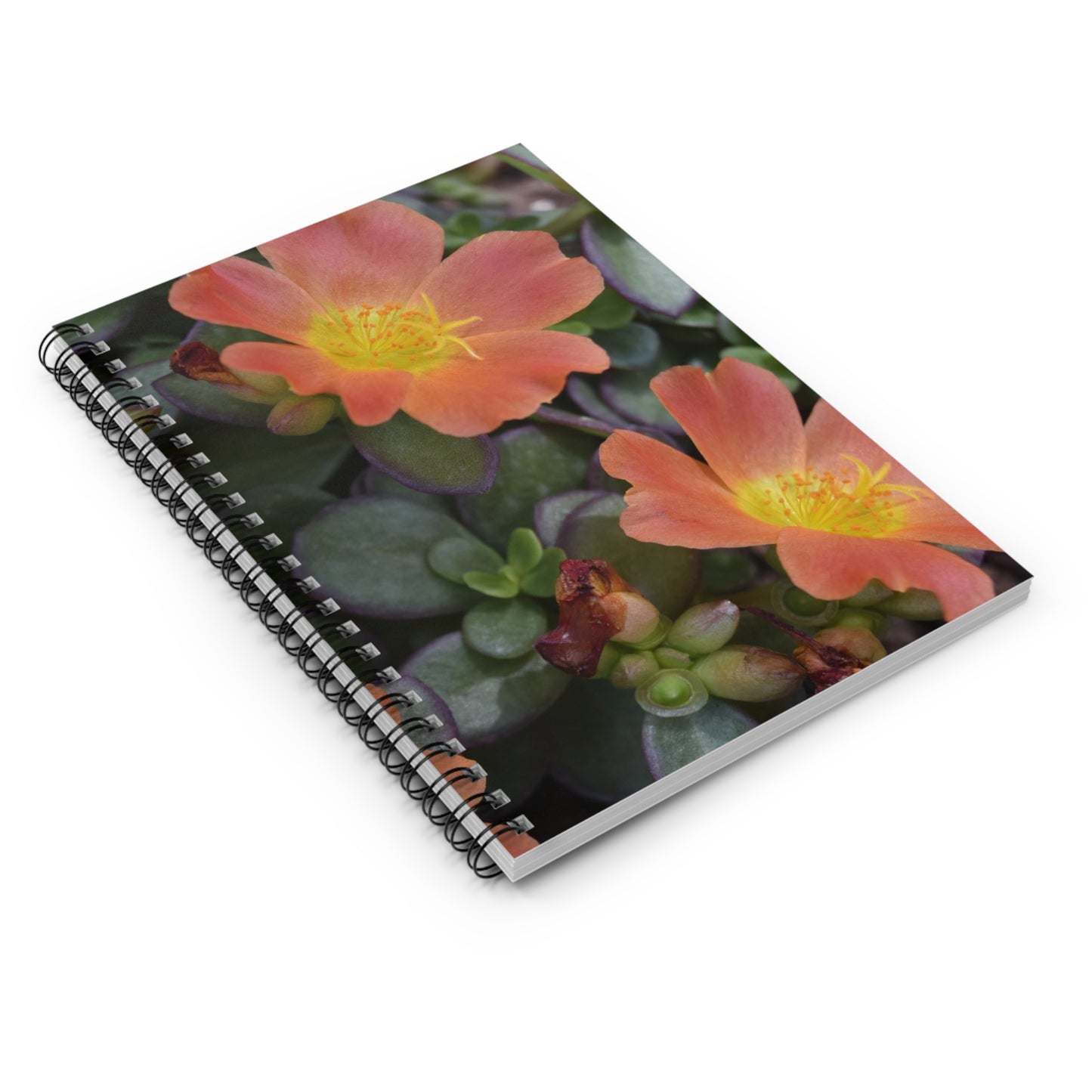 Spiral Notebook "Orange Flowers" Photograph by Kim A. Bailey - Ruled Line with Pocket