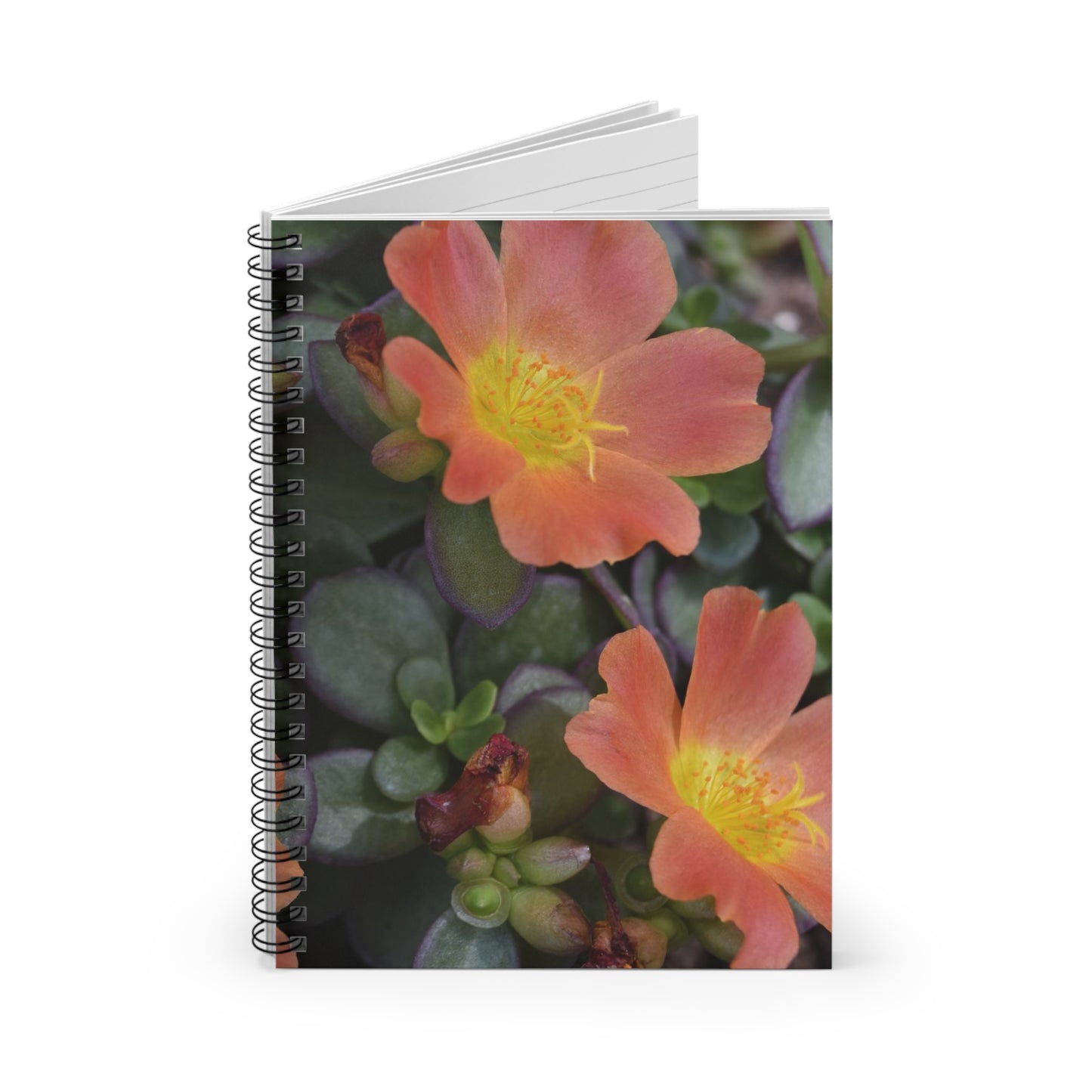 Spiral Notebook "Orange Flowers" Photograph by Kim A. Bailey - Ruled Line with Pocket