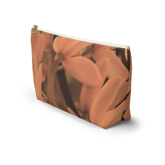 Rectangular pouch with floral pattern on a white background